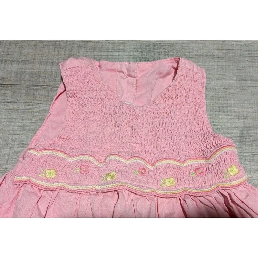 Gymboree Girls Cotton Fancy Fully Lined Sleevless Smocked Dress Sz 12-18 Mos